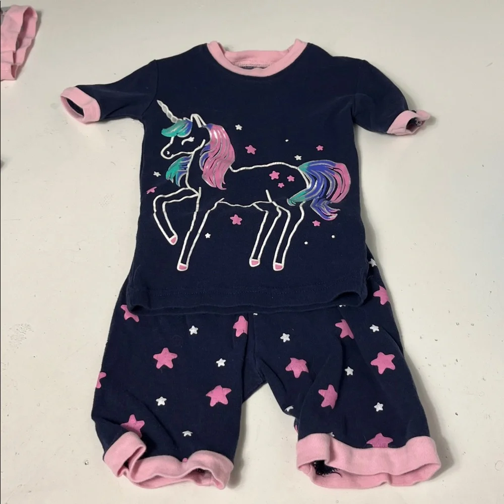 Set of 2 Little Bety 12-18M Matching Outfits Unicorn and Cat Patterned Set